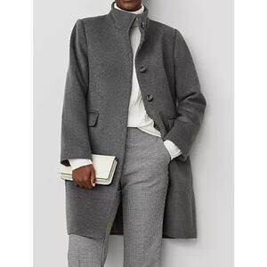NWOT ann Taylor Funnel Neck Wool Blend Gray Coat Small
